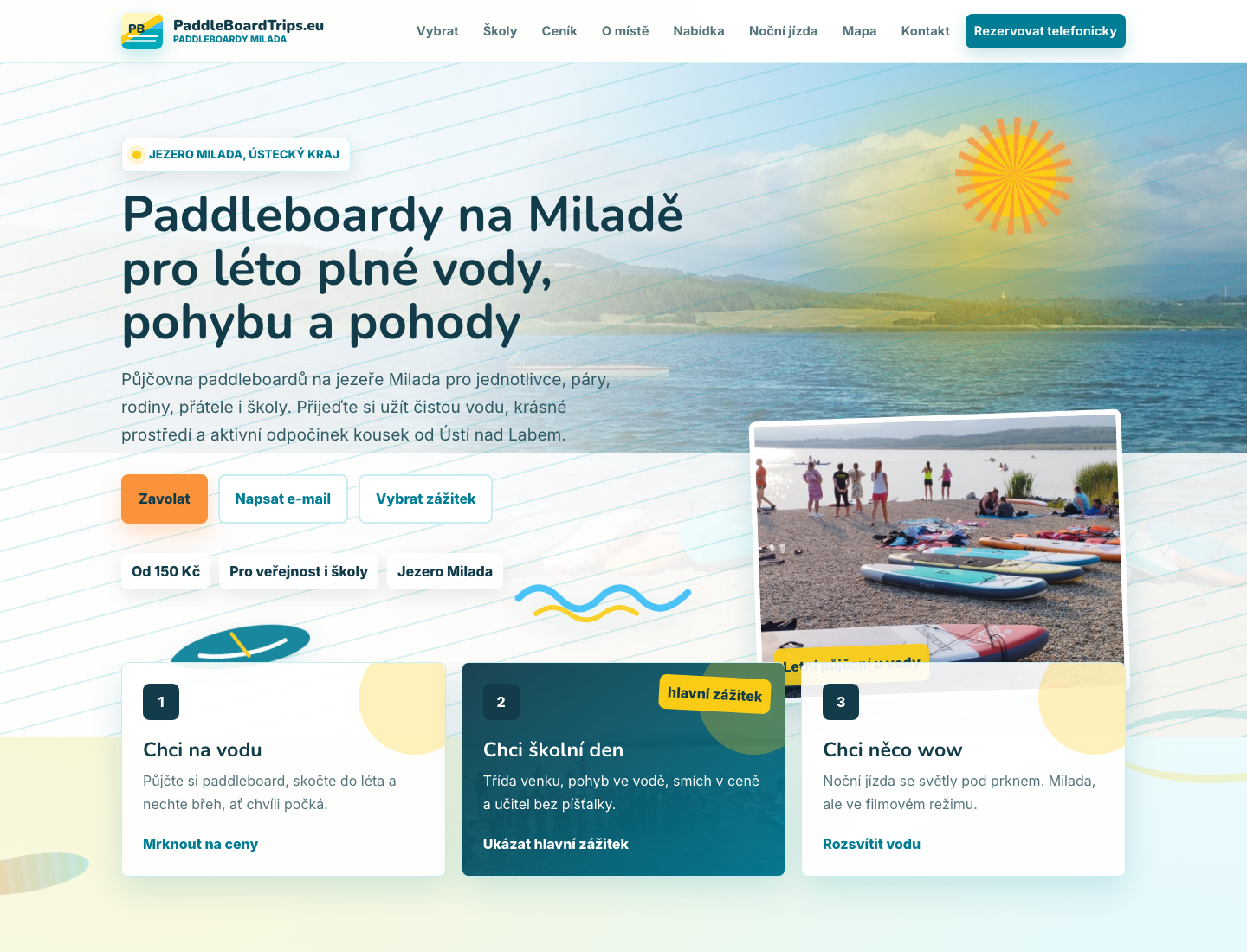 Beispiel Website Paddleboardy Milada