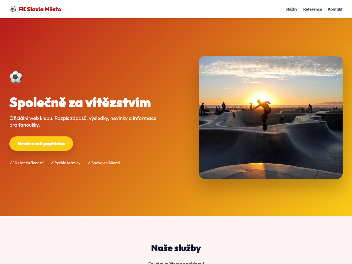 Web pro fotbalový klub