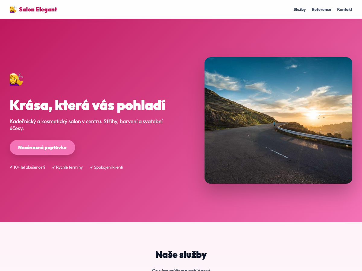 Web pro kadeřnictví