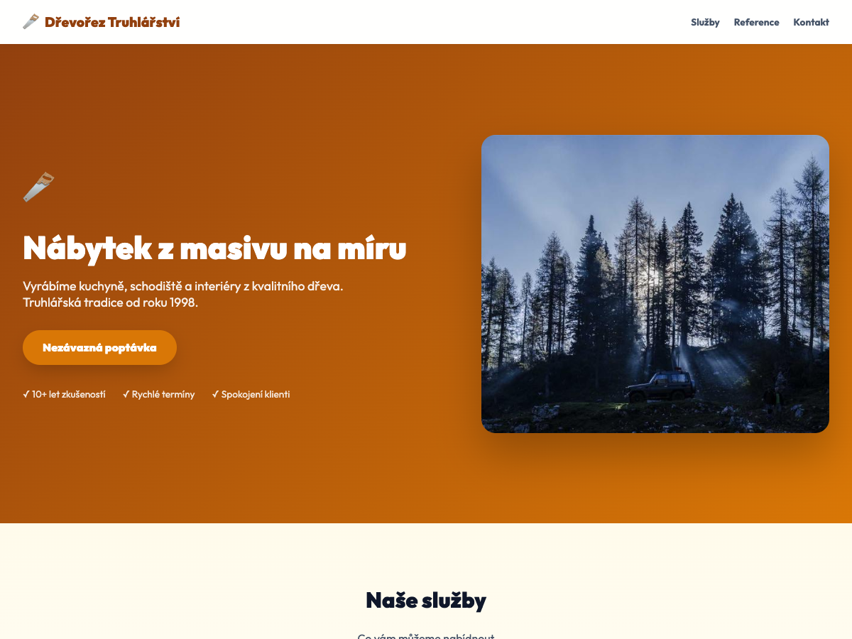 Website Truhlářství Dřevořez