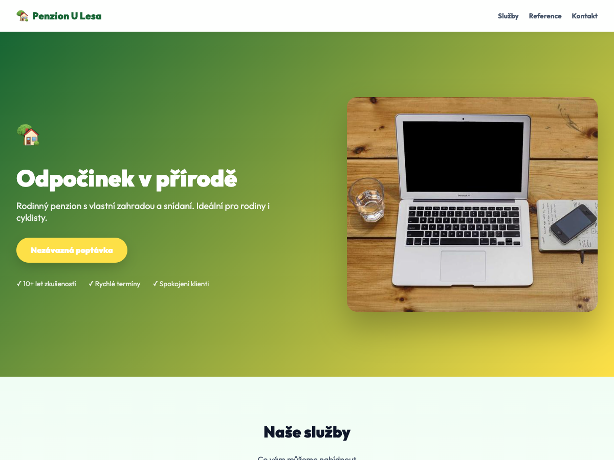 Web pro ubytování