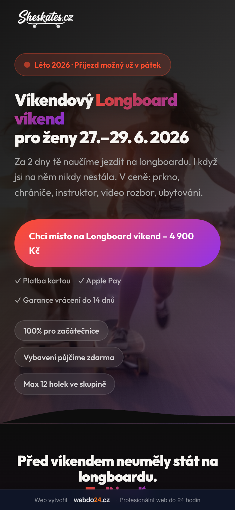 Beispiel Website SheSkates auf dem Smartphone